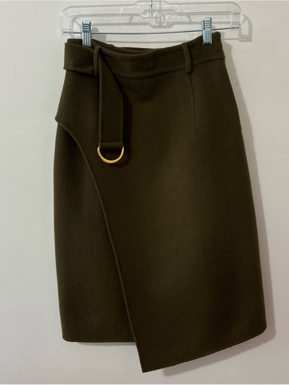 Sandro Belted Wool Midi Skirt - Dark Green Size EU 1 (Small, US 4)